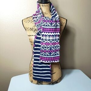 Vineyard Vines Wool/Angora/Cashmere Blend Fair Isle Stripe Reversible Scarf L/XL